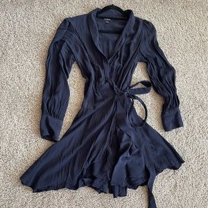 Navy Blue Mini Wrap Dress with Gold Button Details. Never Worn.